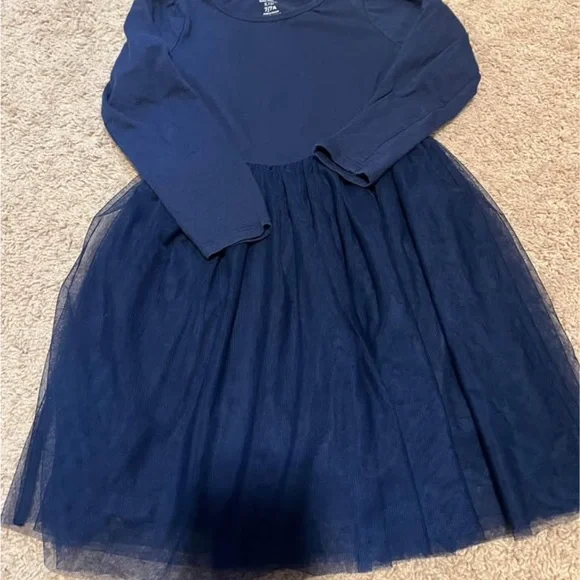 Carter's | Dresses | Carters Navy Blue Long Sleeve Fit And Tulle Flare Dress  | Poshmark